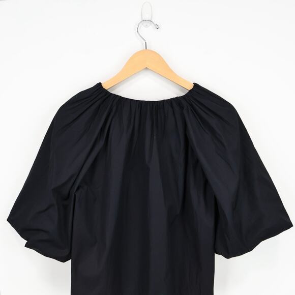 NWT Madewell Bubble-Sleeve Top In 100% Cotton Poplin True Black Size 4 - Picture 6 of 9